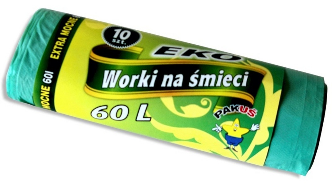 Pakuś Worki Eko 60l 10szt Zielone 5529 P
