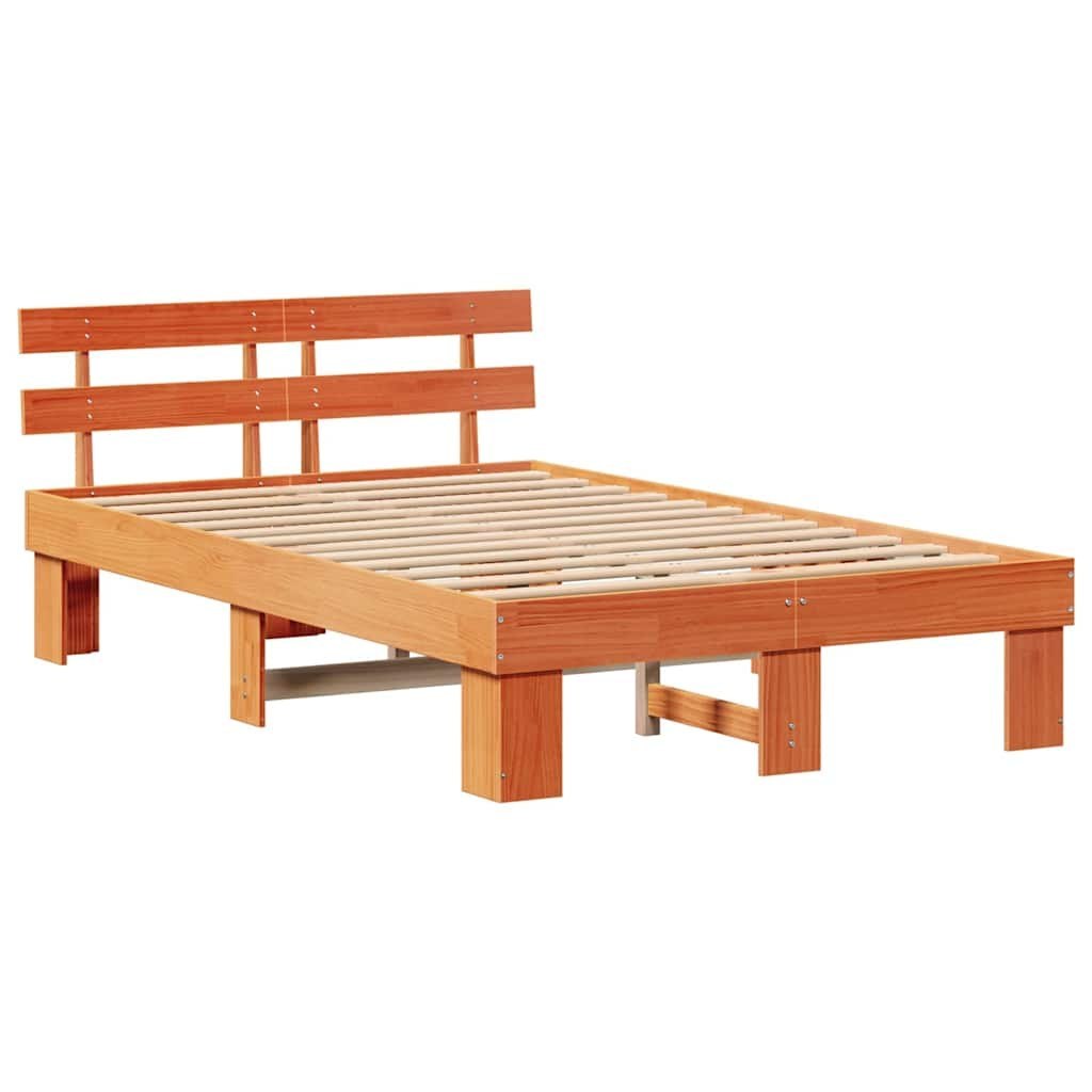 Rama łóżka z wezgłowiem Woskowane brązowe 120x200 cm Lite drewno sosnowe Lumarko!