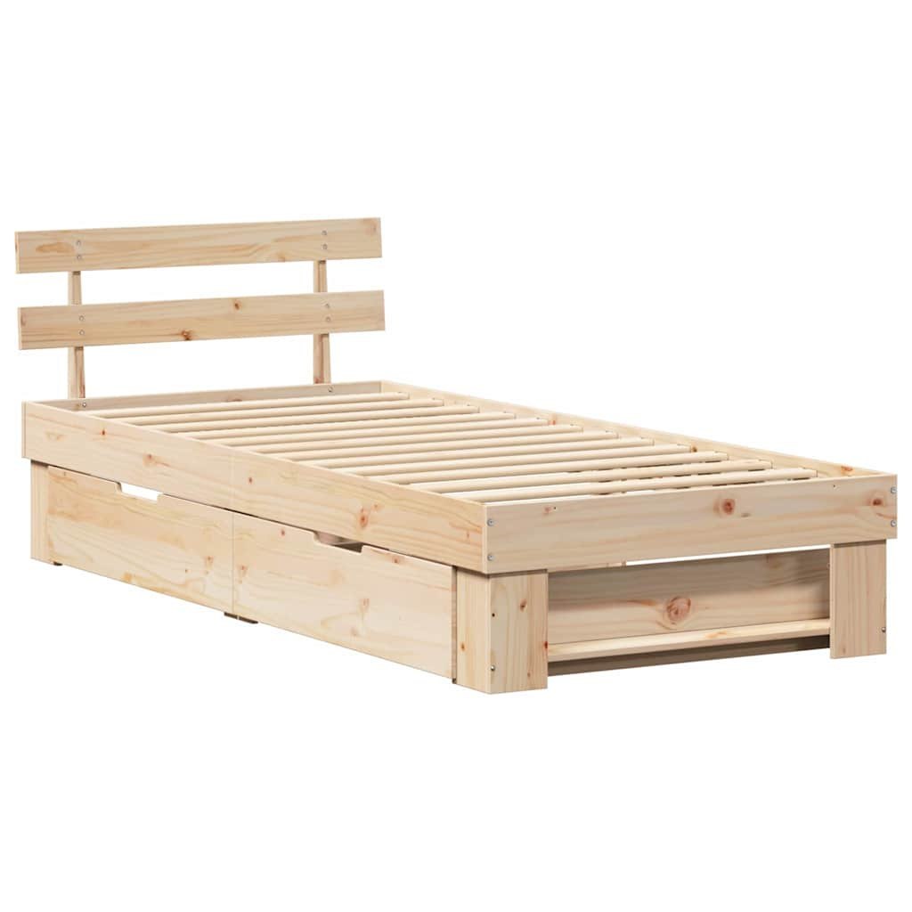 Ramka łóżka z szufladą Brązowy 100 x 200 cm Lite drewno sosnowe Lumarko!