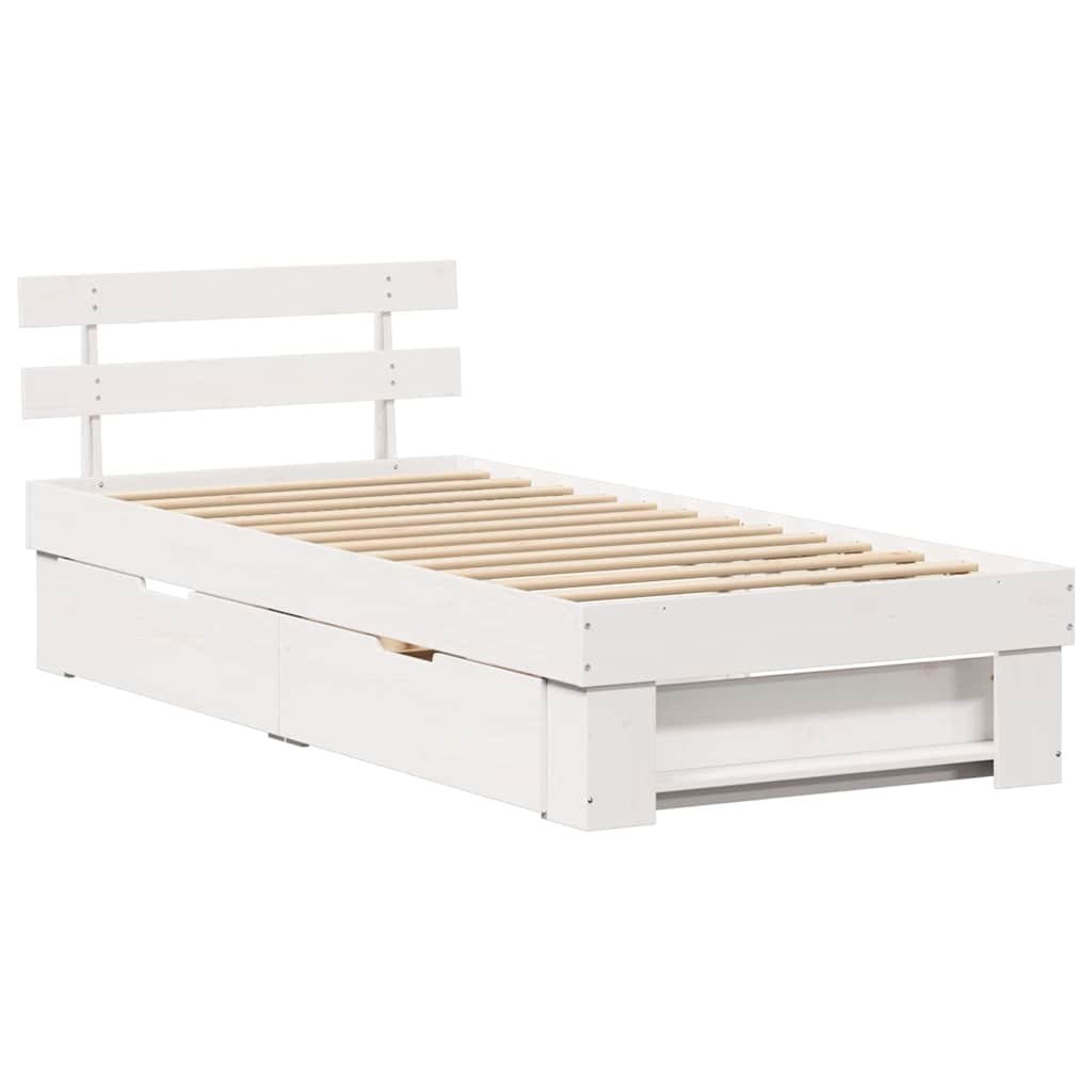 Ramka łóżka Z zagłówkiem Biały 80 x 200 cm Lite drewno sosnowe Lumarko!