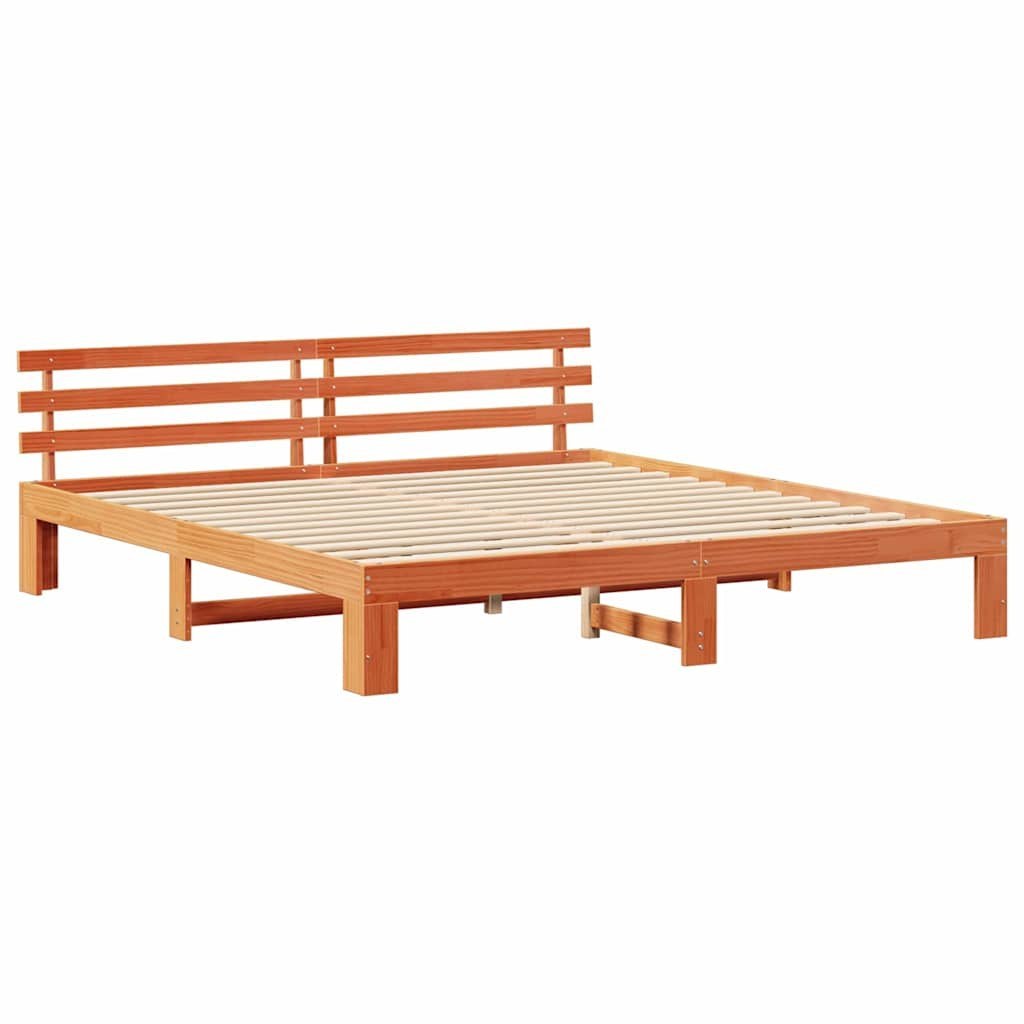 Ramka łóżka sosnowego Brązowa woskowana Lite drewno 200 x 200 cm Lumarko!