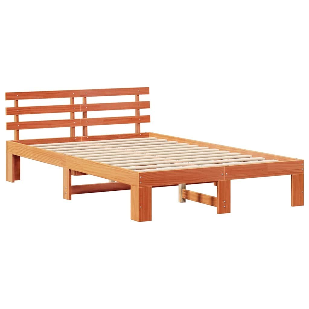 Ramka łóżka Woskowy Brąz 135 x 190 cm Lite drewno sosnowe