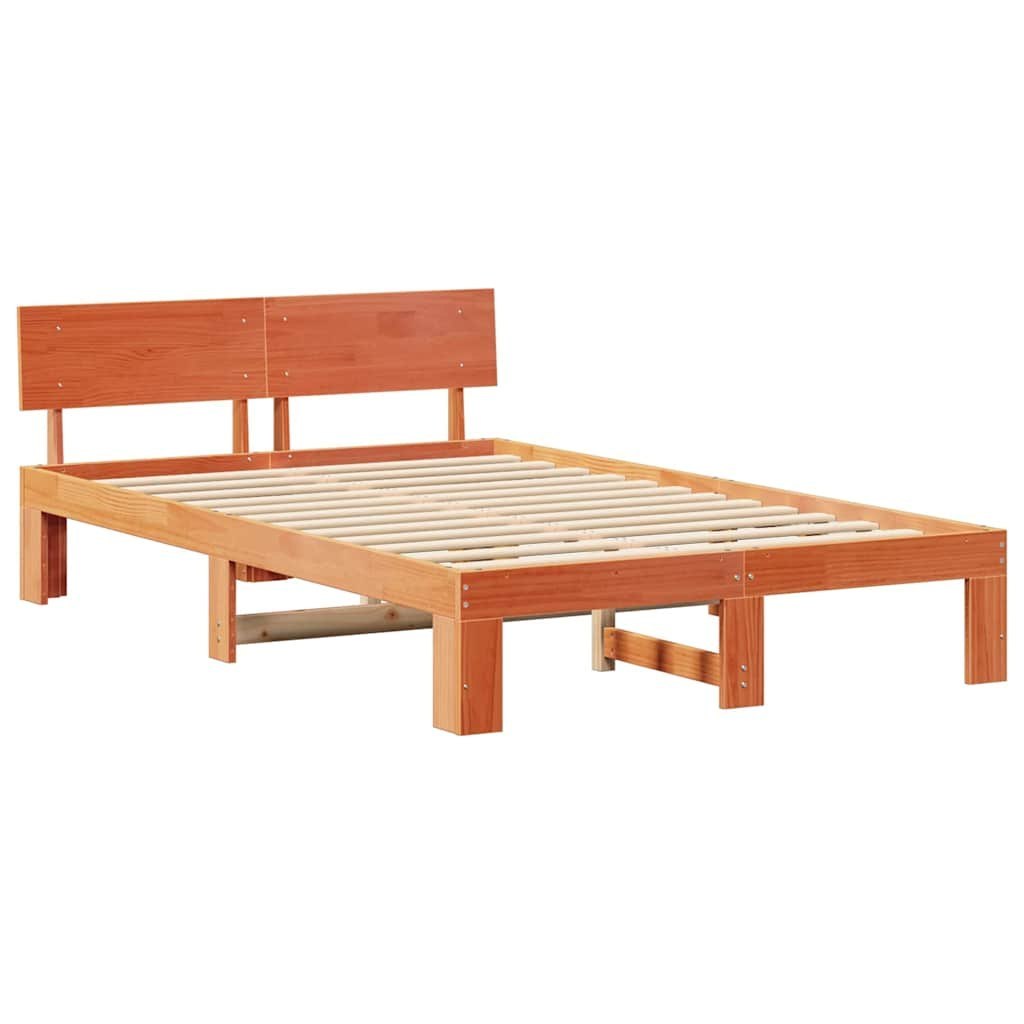 Ramka łóżka Woskowy Brąz 140 x 190 cm Lite drewno sosnowe