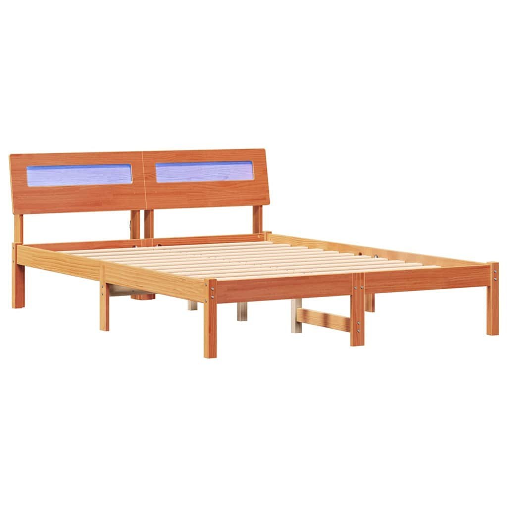 Ramka łóżka Woskowy Brąz 135 x 190 cm Lite drewno sosnowe