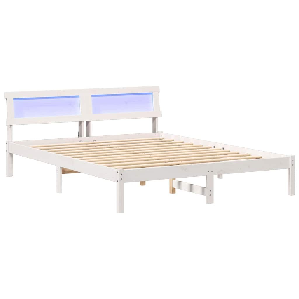 Ramka łóżka Z zagłówkiem Biały 140 x 200 cm Lite drewno sosnowe Lumarko!