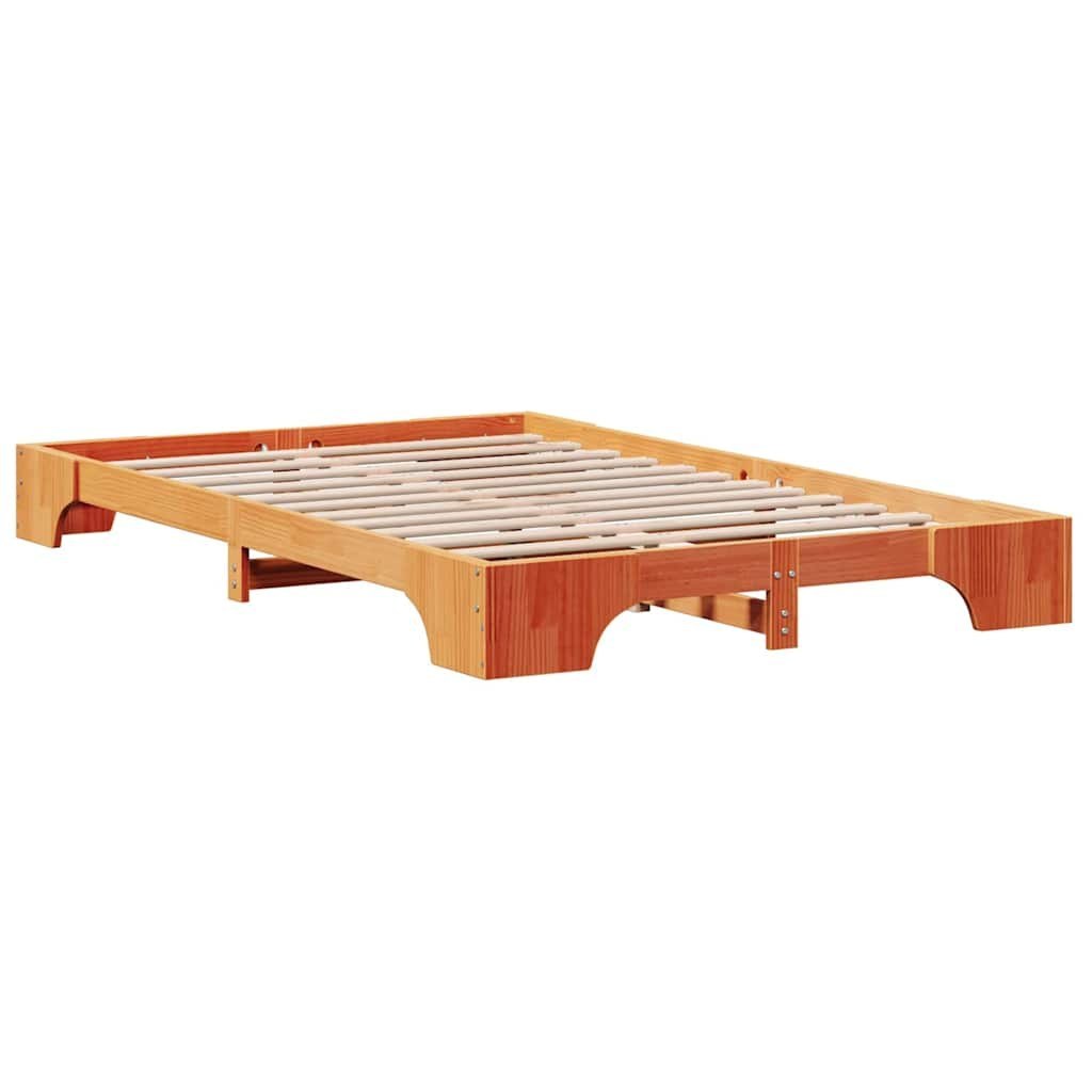 Ramka Łóżka 140x190 cm, Woskowany Brązowy, Lite Drewno Sosnowe Lumarko!