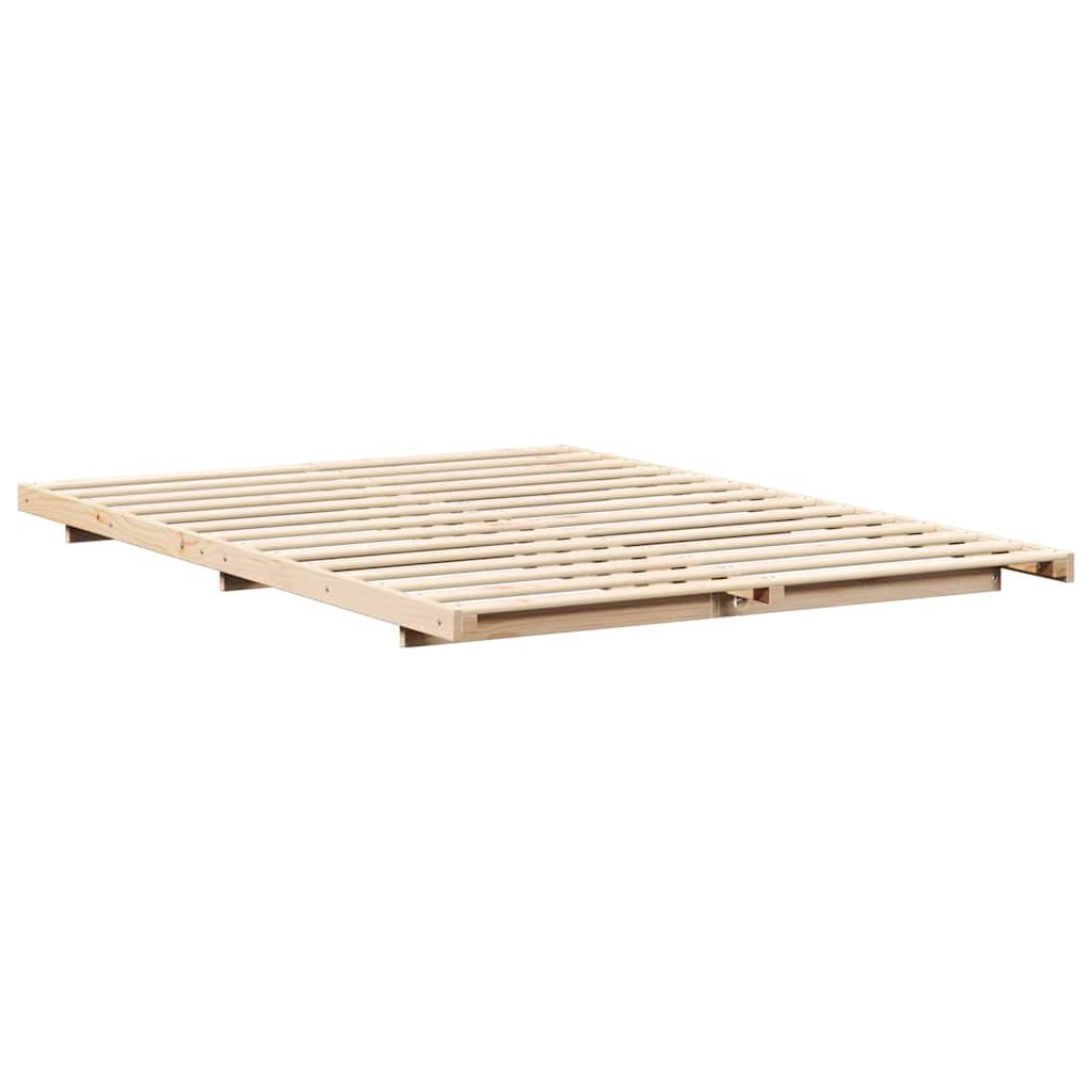 Ramka łóżka Brązowy 140 x 220 cm Lite drewno sosnowe