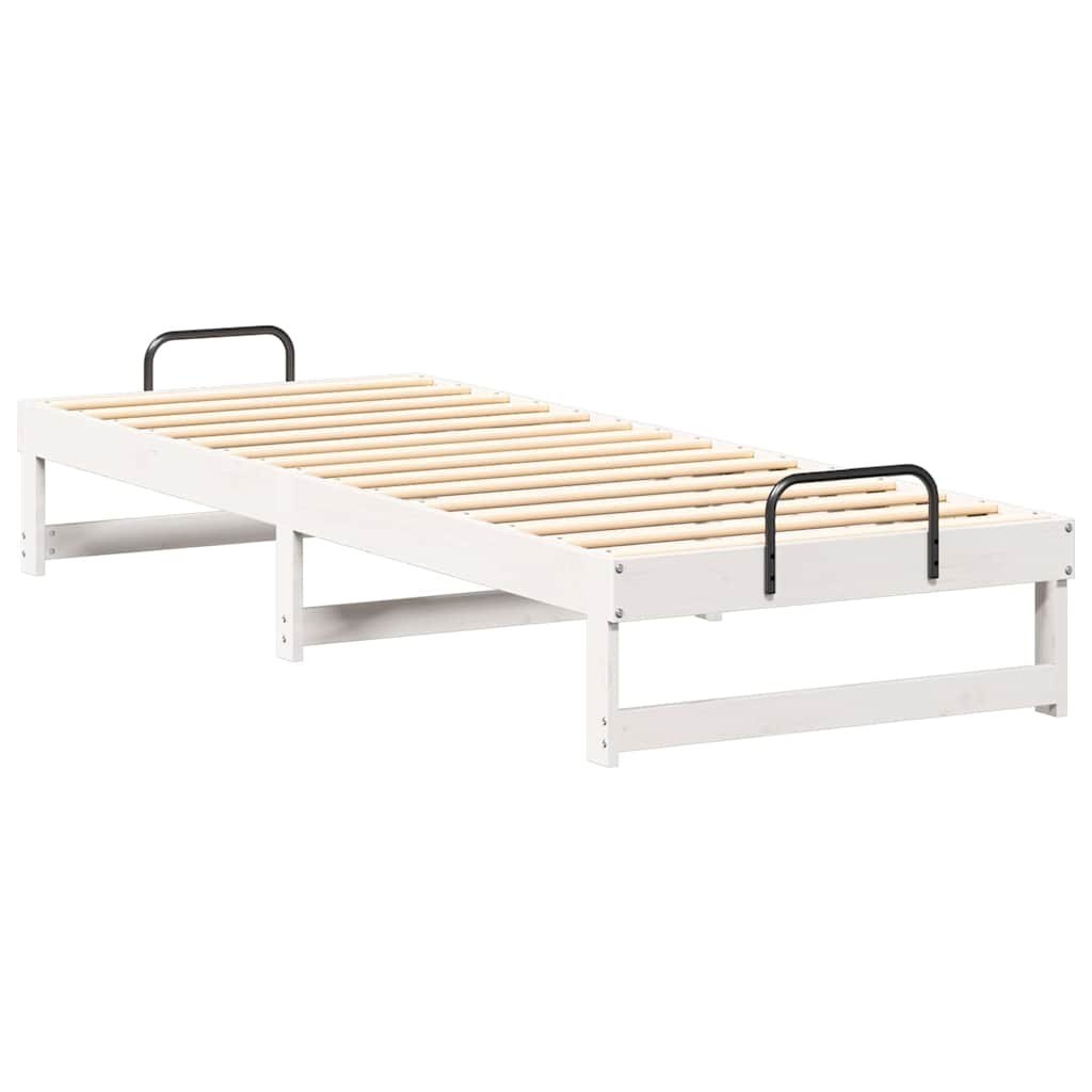 Ramka łóżka Biały 80 x 210 cm Lite drewno sosnowe