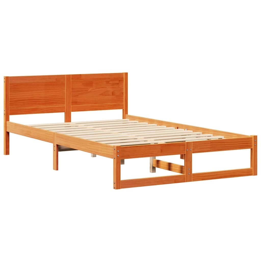 Ramka łóżka Woskowy Brąz 135 x 190 cm Lite drewno sosnowe