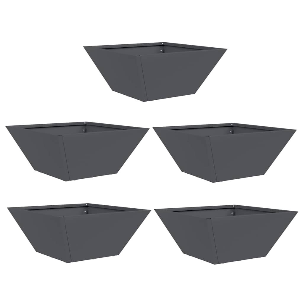 Donica ogrodowa 5 pcs Antracyt 35 x 35 x 15 cm Stal Lumarko!
