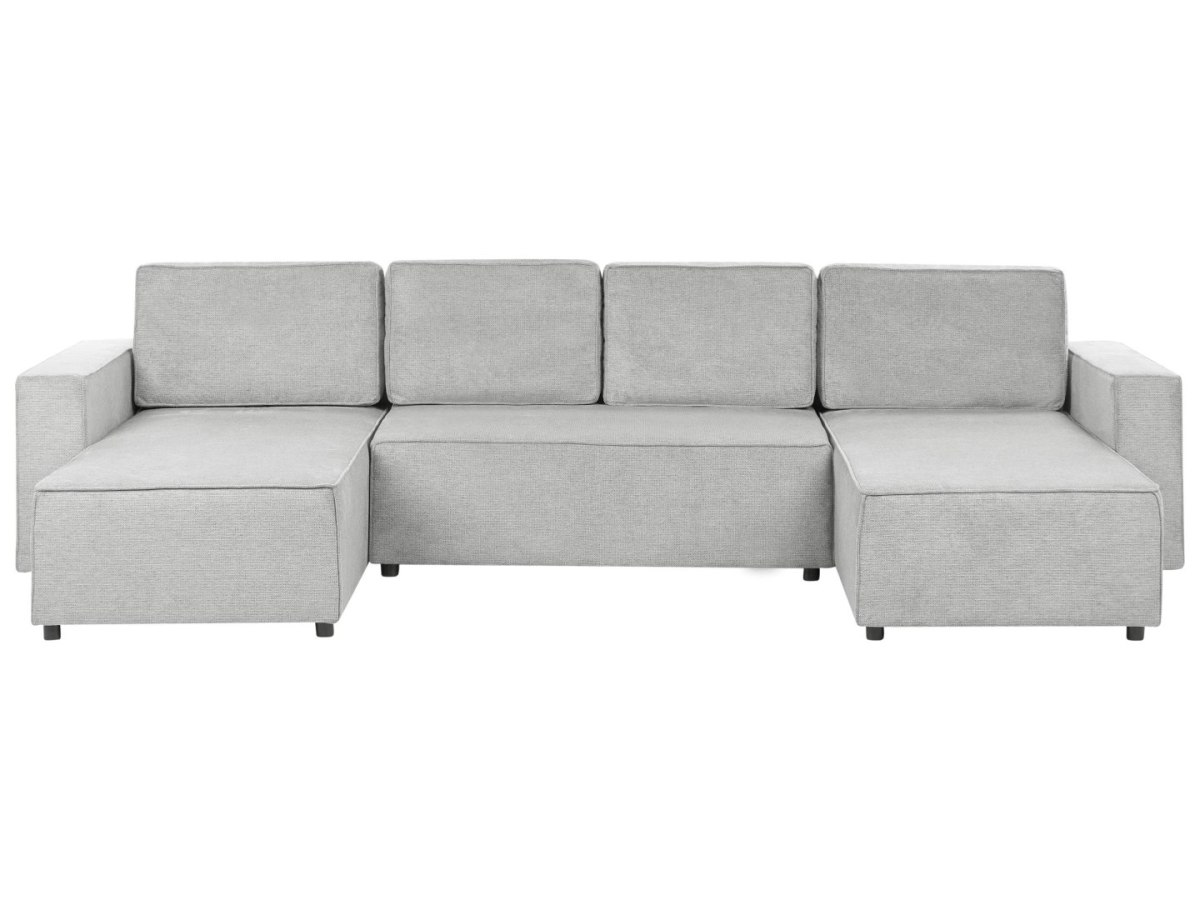 Sofa rozkładana w kształcie U dla 4 osób VATNE Jasnoszary ze schowkiem