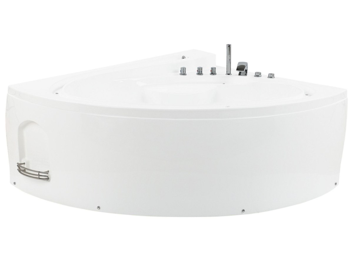 Wanna narożna z hydromasażem LED PELICAN 206 x 165 cm Biały