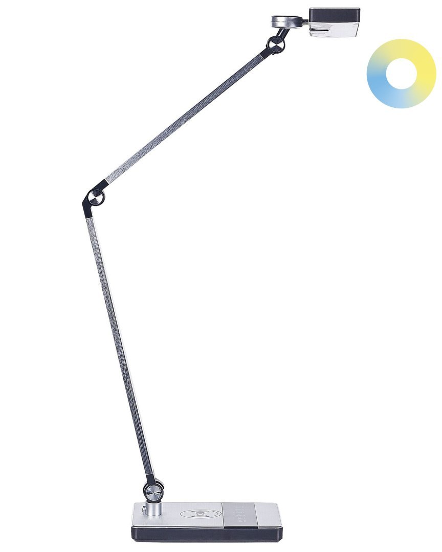 Lampa biurkowa LED LACERTA Z ładowarką indukcyjną Metal Srebrny
