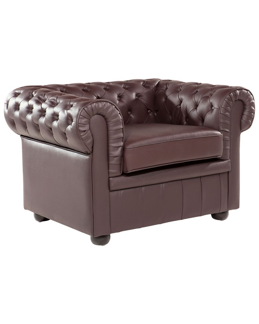Fotel CHESTERFIELD Skóra naturalna Brązowy