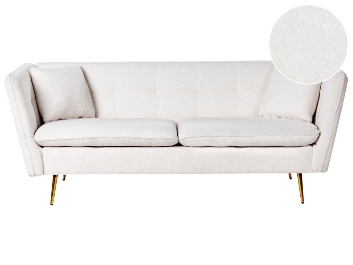 Sofa dla 3 osób FREDERICA Boucle Złamana biel