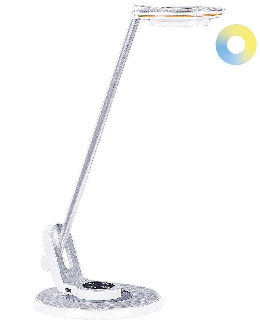 Lampa biurkowa LED CORVUS Ze ściemniaczem Metal Biały/ srebrny