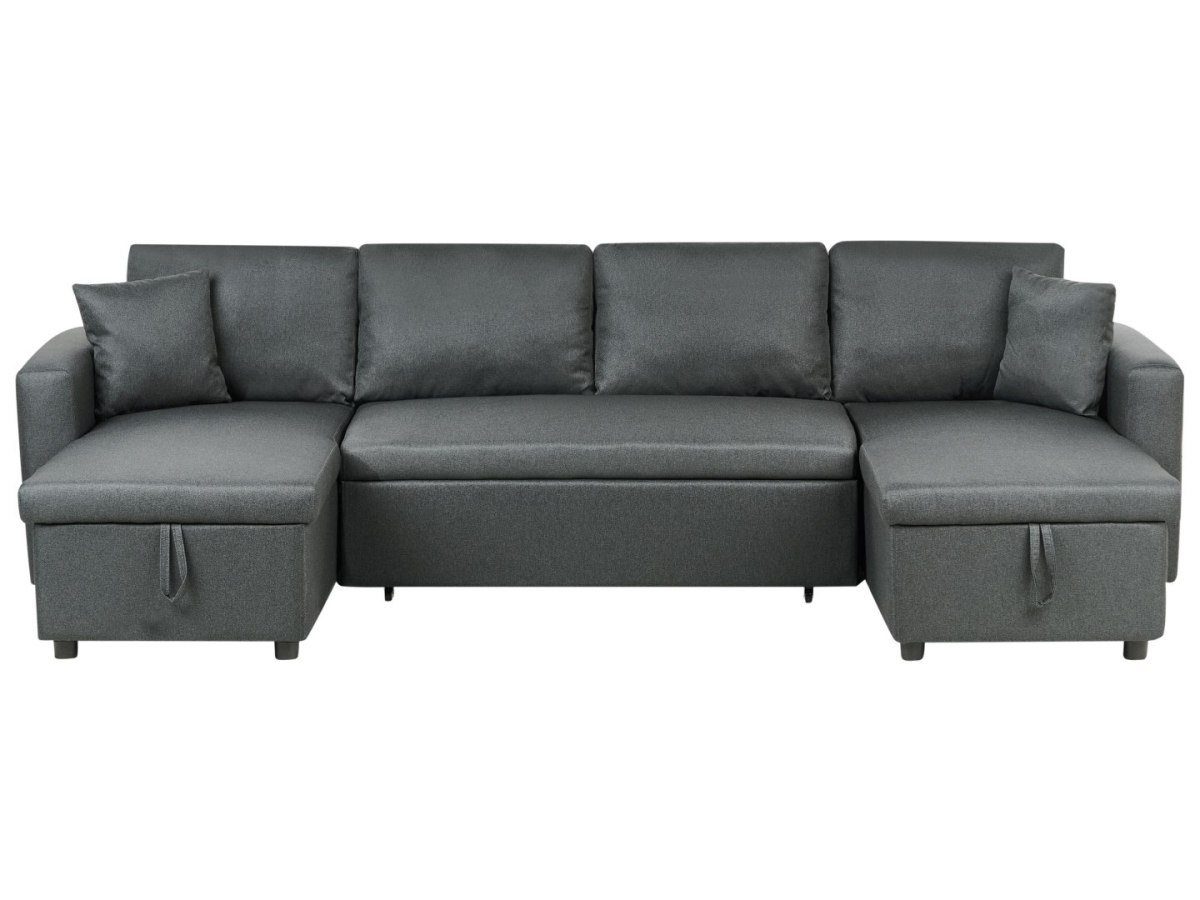 Sofa rozkładana w kształcie U dla 5 osób SOMMEN Ciemnoszary ze schowkiem
