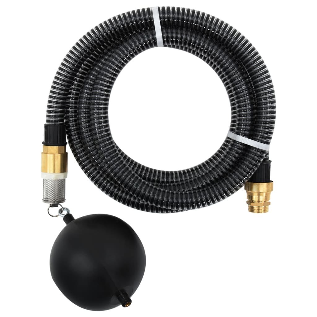 Wąż ssący z mosiężnymi złączami, czarny, 1,1" 4 m, PVC