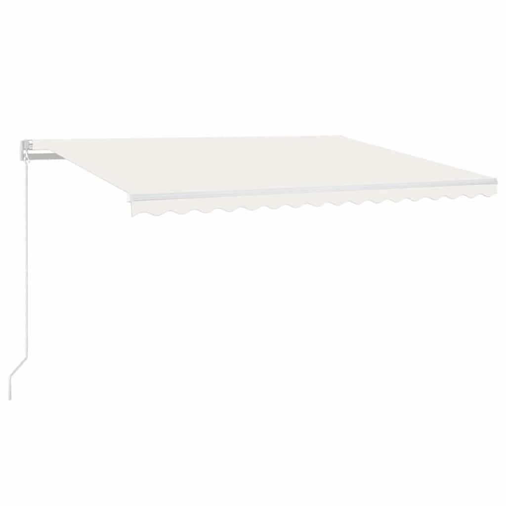 Ręcznie zwijana markiza z LED, 400 x 300 cm, kremowa
