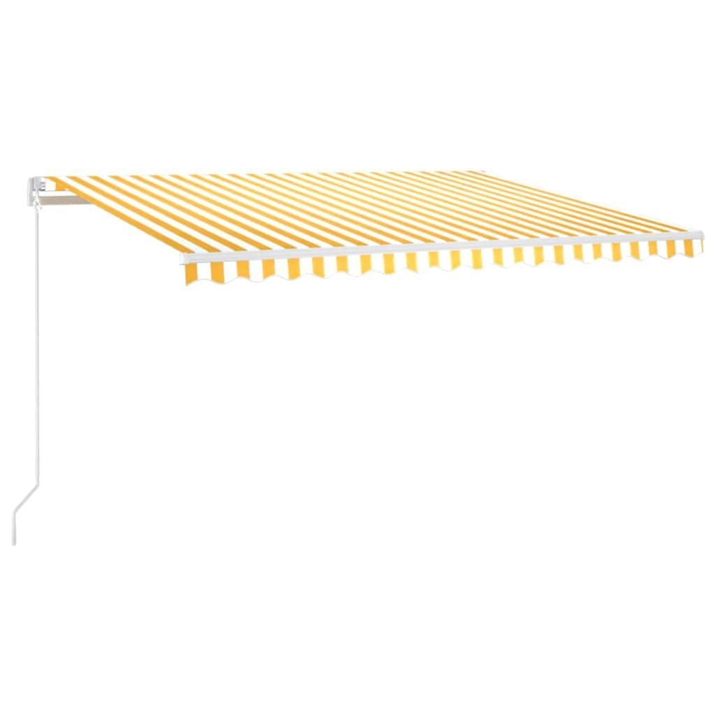 Ręcznie zwijana markiza z LED, 400 x 300 cm, żółto-biała