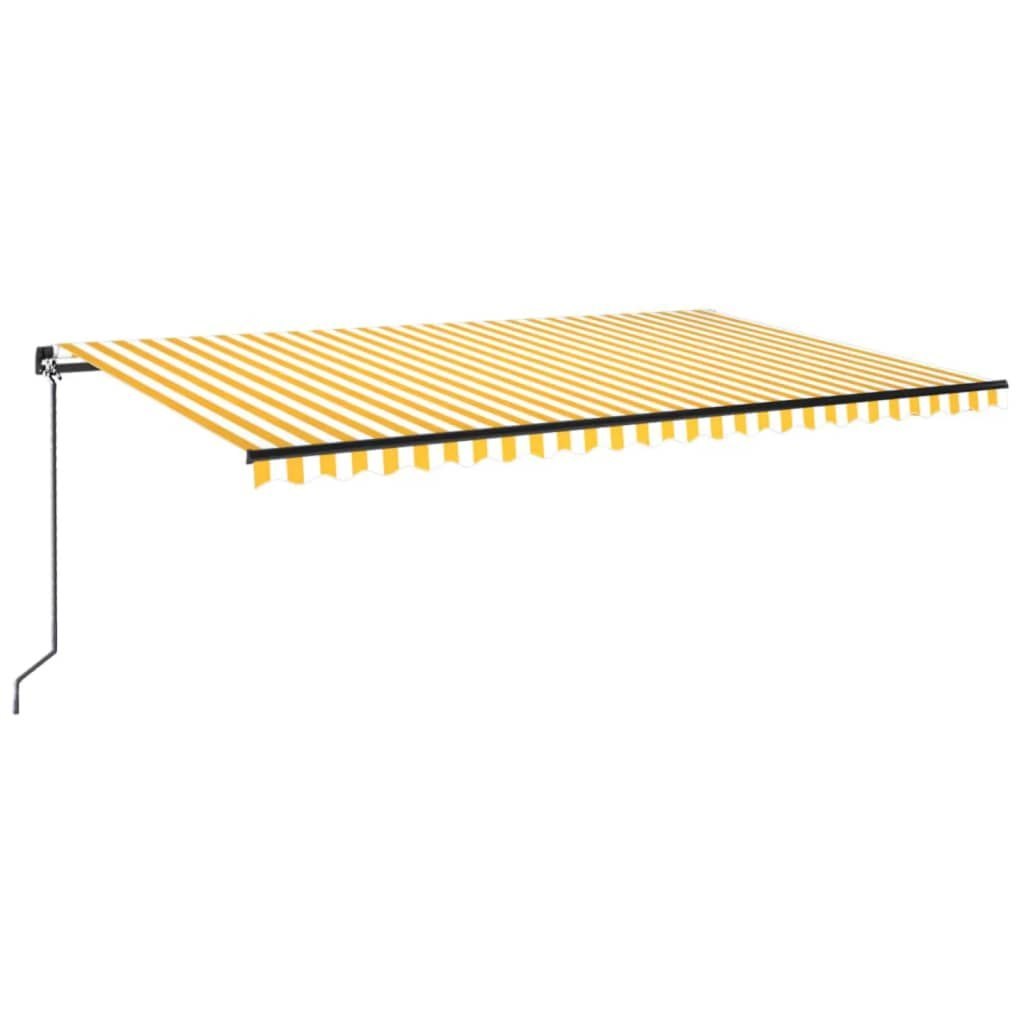 Ręcznie zwijana markiza z LED, 500 x 300 cm, żółto-biała