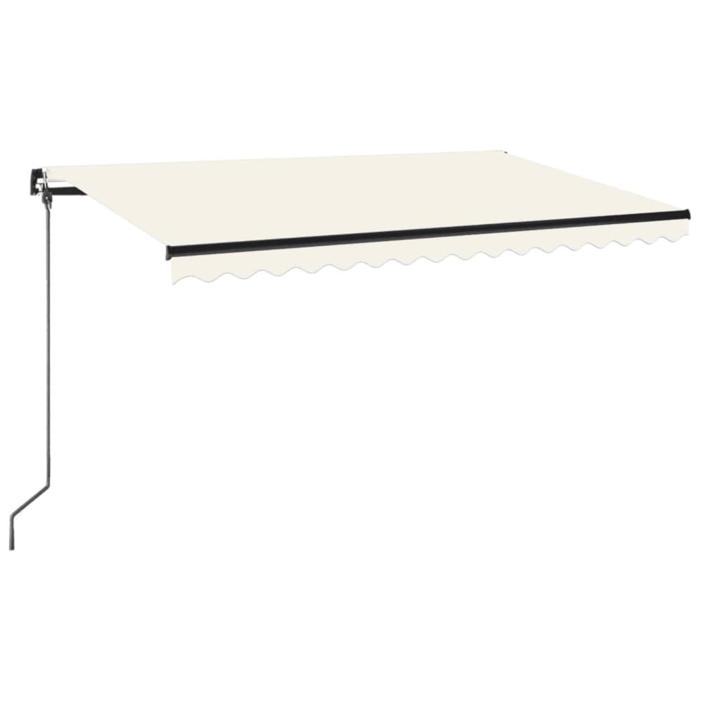 Ręcznie zwijana markiza z LED, 450x350 cm, kremowa