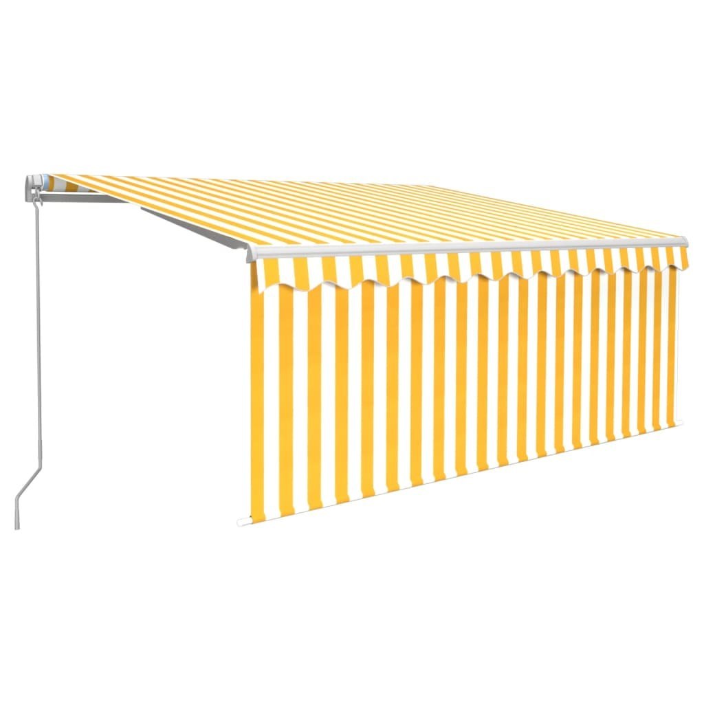 Ręcznie zwijana markiza z zasłoną i LED, 3x2,5 m, żółto-biała