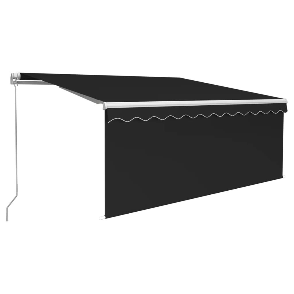 Ręcznie zwijana markiza z zasłoną i LED, 3x2,5 m, antracytowa