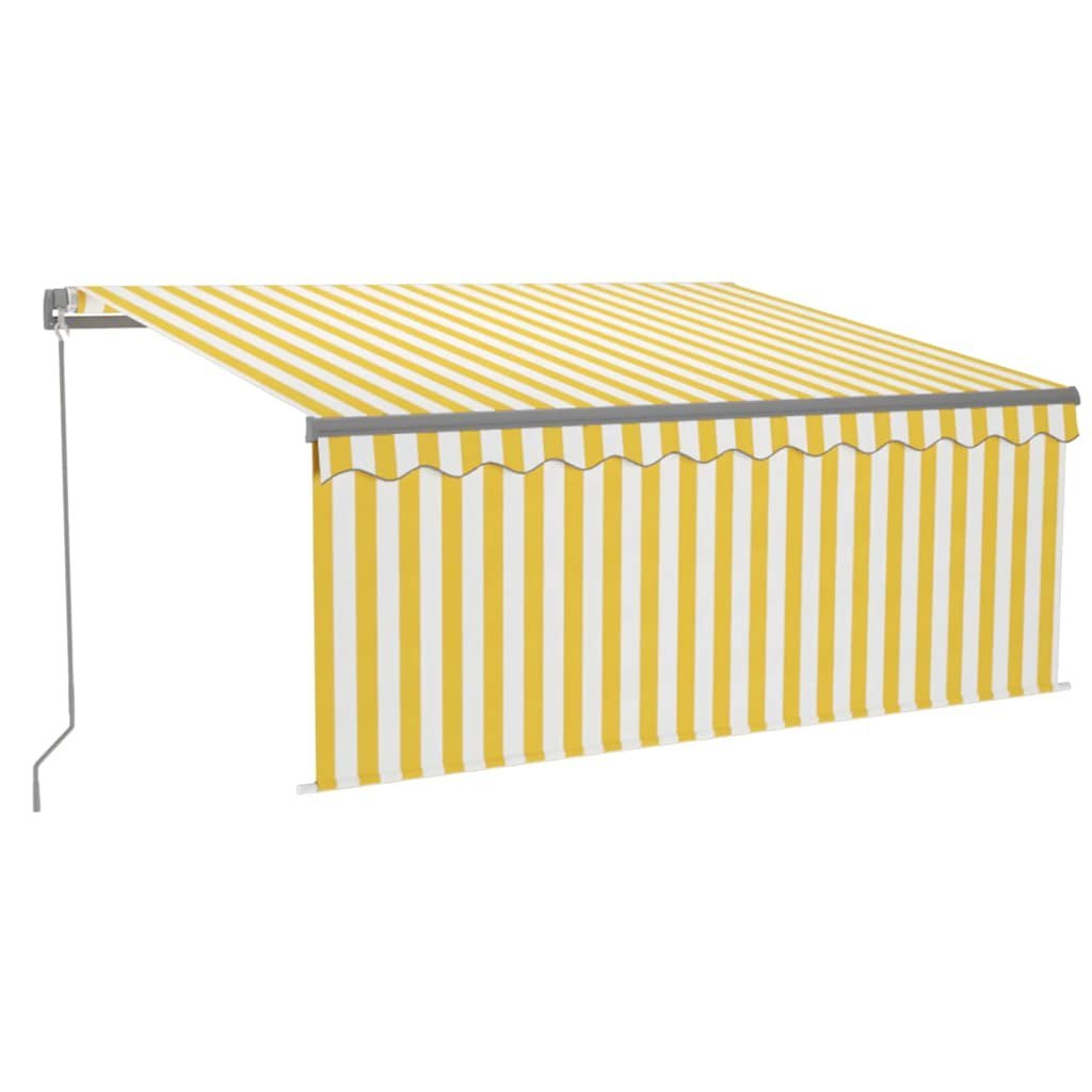 Ręcznie zwijana markiza z zasłoną i LED, 3,5x2,5 m, żółto-biała