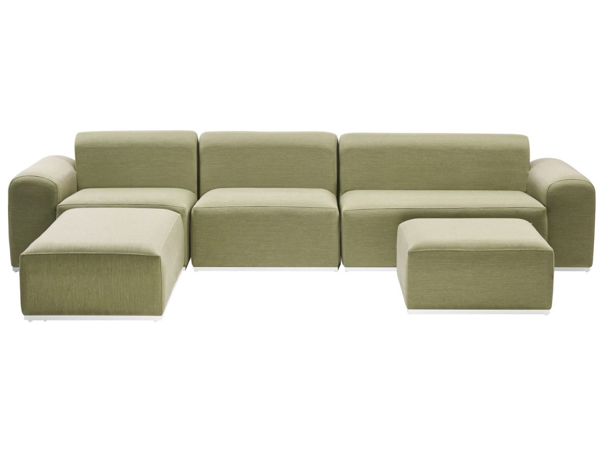 Sofa ogrodowa z otomaną dla 7 osób BATTIFOLLO Modułowy Oliwkowy