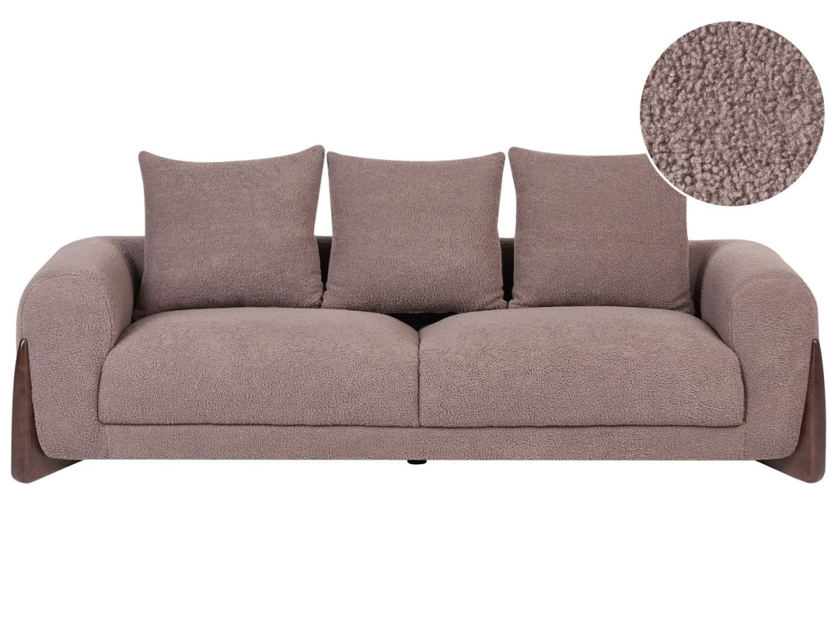 Sofa dla 3 osób VINLIDEN Boucle Brązowy