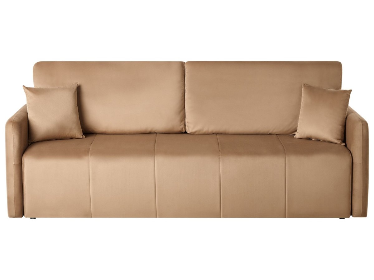 Sofa rozkładana dla 3 osób EGGE Welur Jasnobrązowy