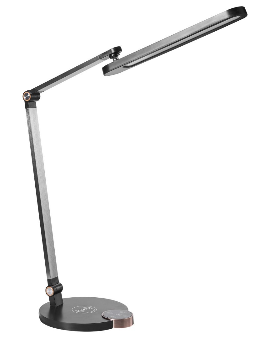 Lampa biurkowa LED CAROY Z ładowarką indukcyjną Czarny