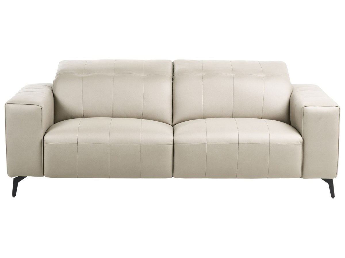 Sofa dla 3 osób OMMEL Ekoskóra Jasnobeżowy