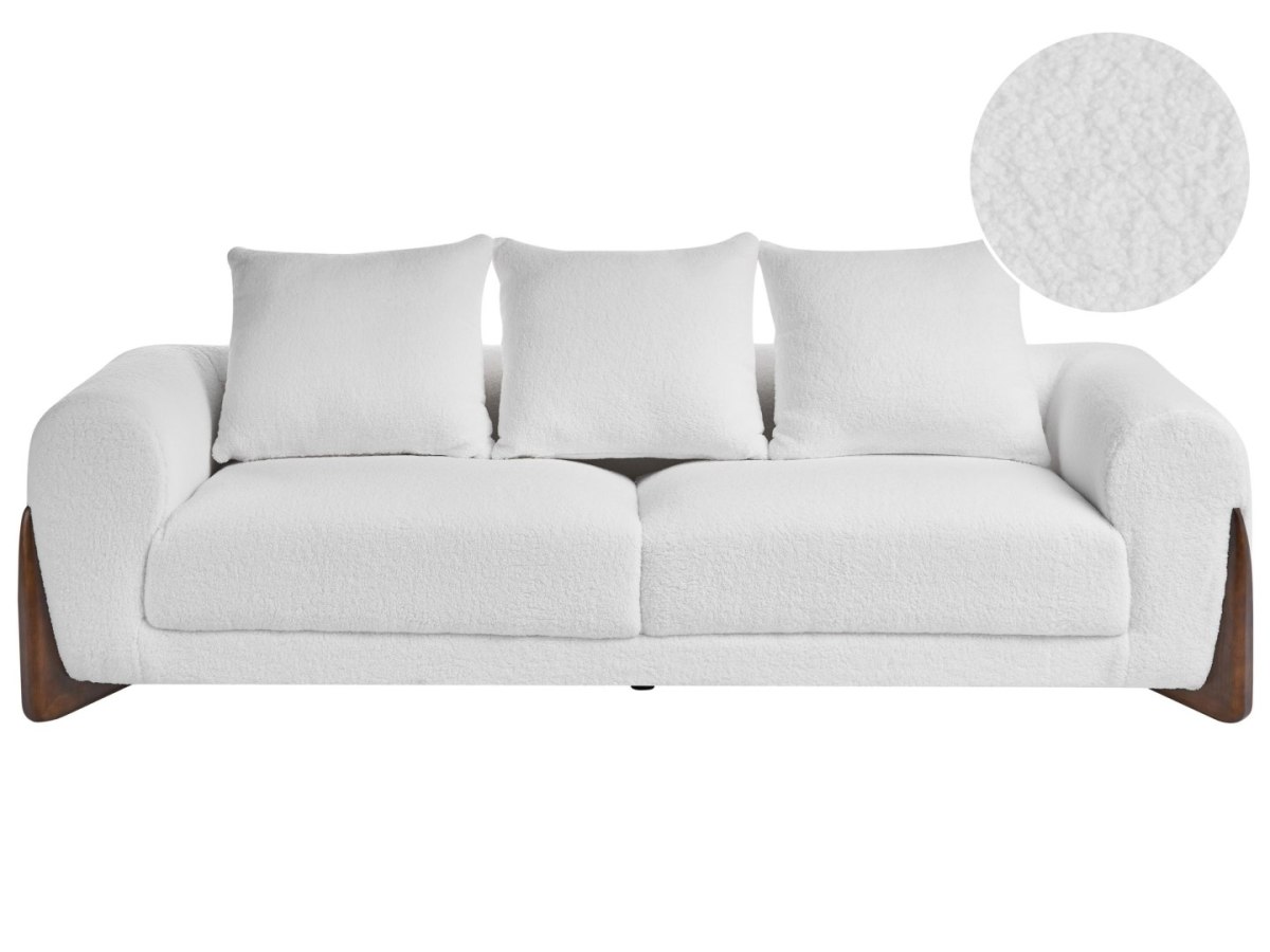 Sofa dla 3 osób VINLIDEN Boucle Biały