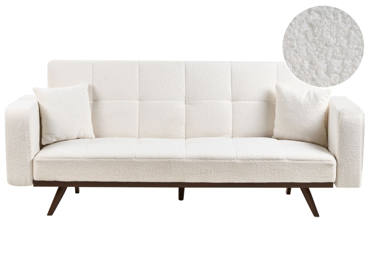Sofa rozkładana dla 3 osób HJULBY Boucle Złamana biel