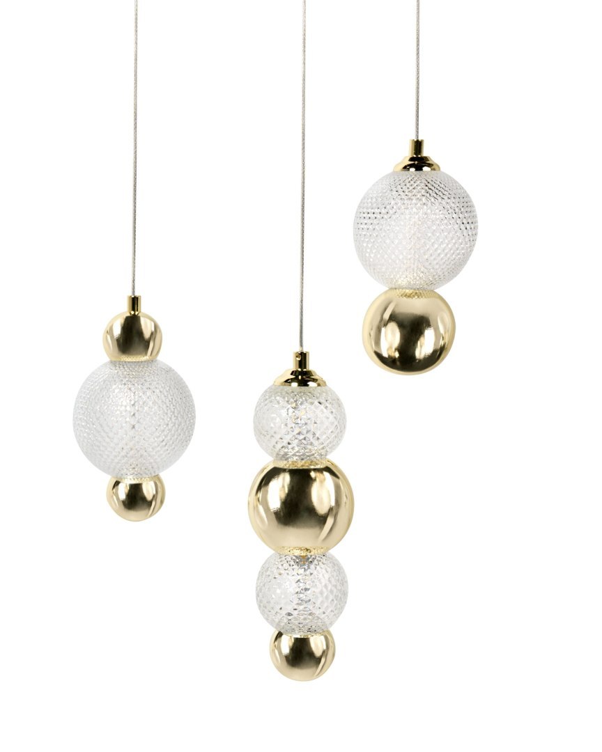 Lampa wisząca 3-punktowa SORA LED Szkło Złoty