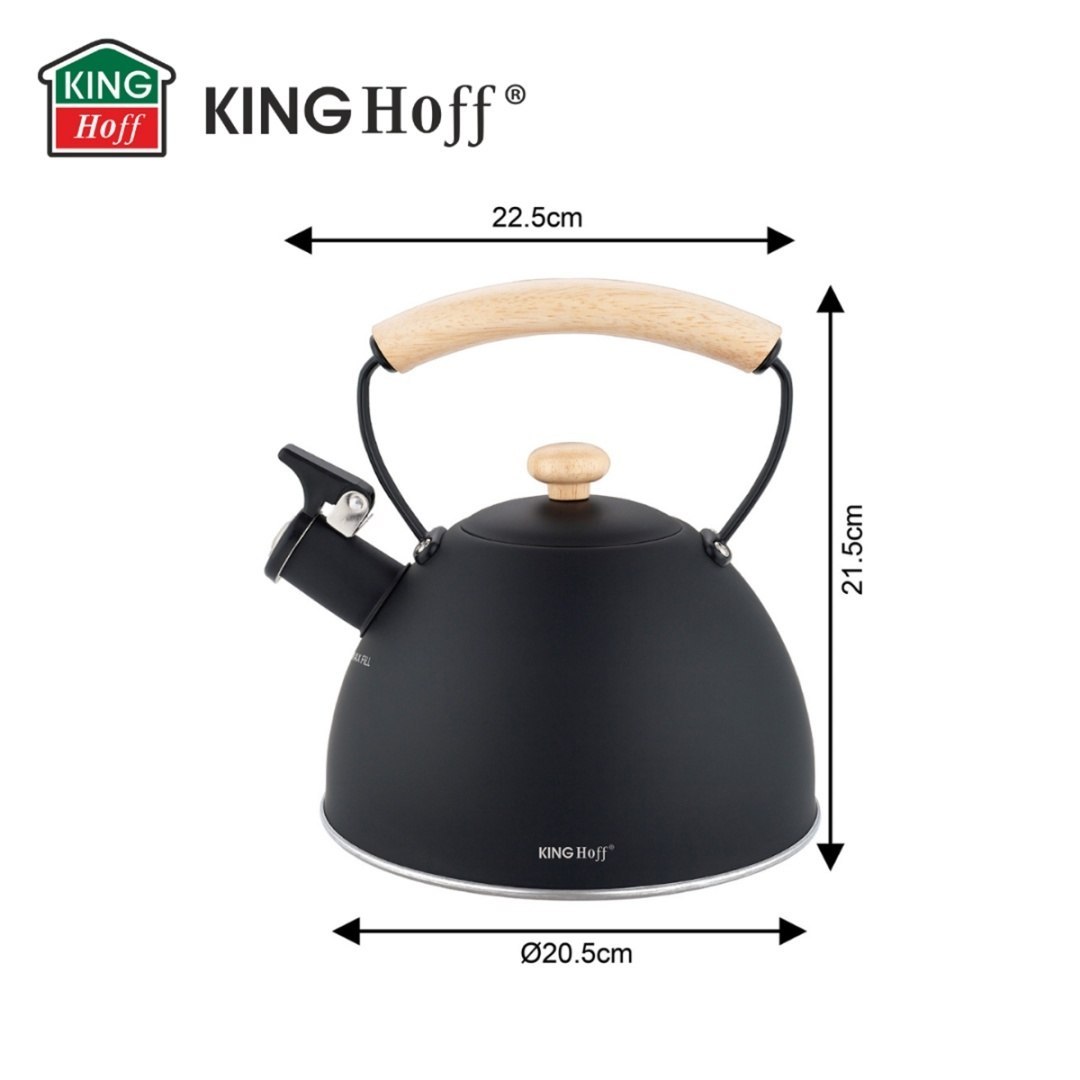 Czajnik 2,5l Z Gwizdkiem Kinghoff Kh-1999 Czarny Mat