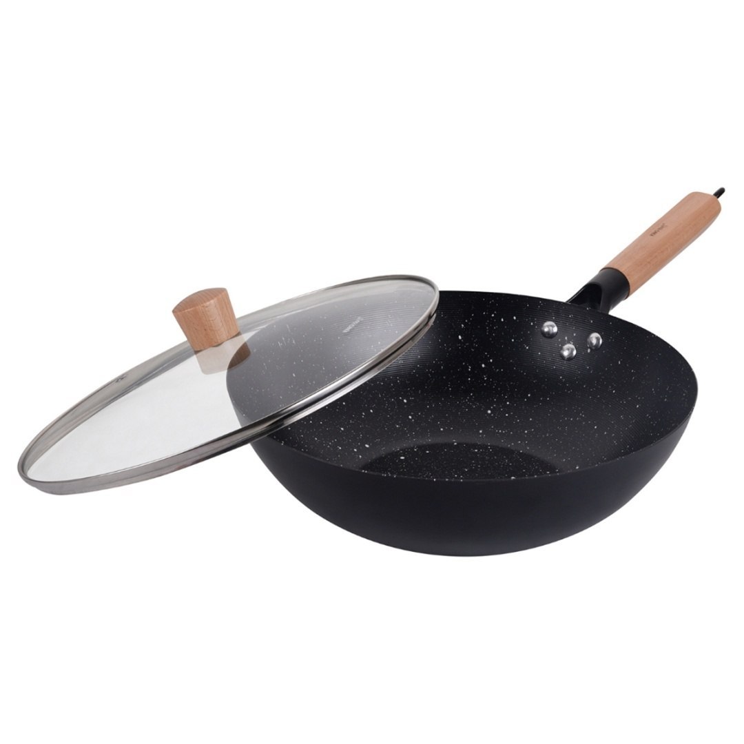 Wok Z Pokrywą Z Powłoką Marmurkową 30cm Kinghoff Kh-1984