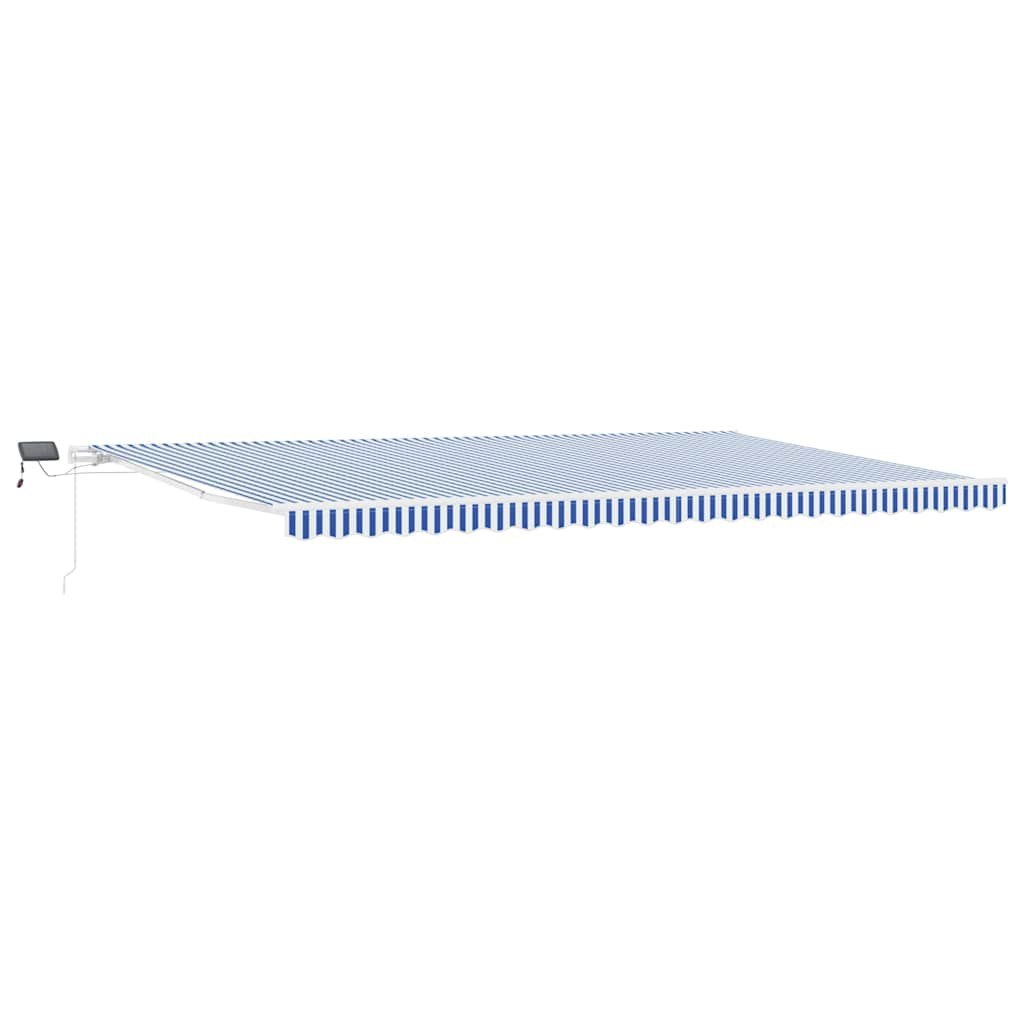 Markiza zwijana Ze LED Lights Niebieski i biały 600 × 300 cm Lumarko!