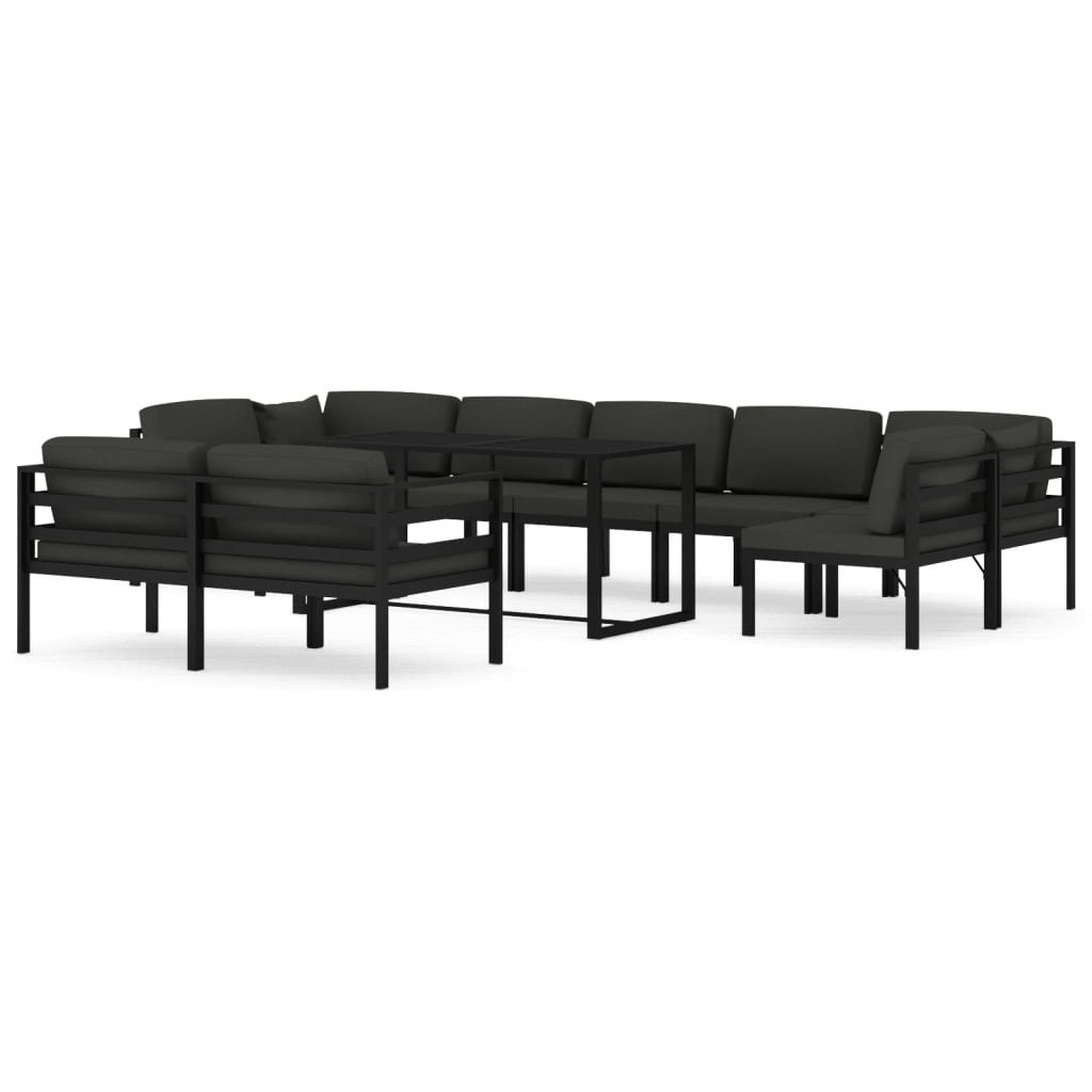 10-cz. zestaw mebli ogrodowych, poduszki, aluminium, antracyt Lumarko!