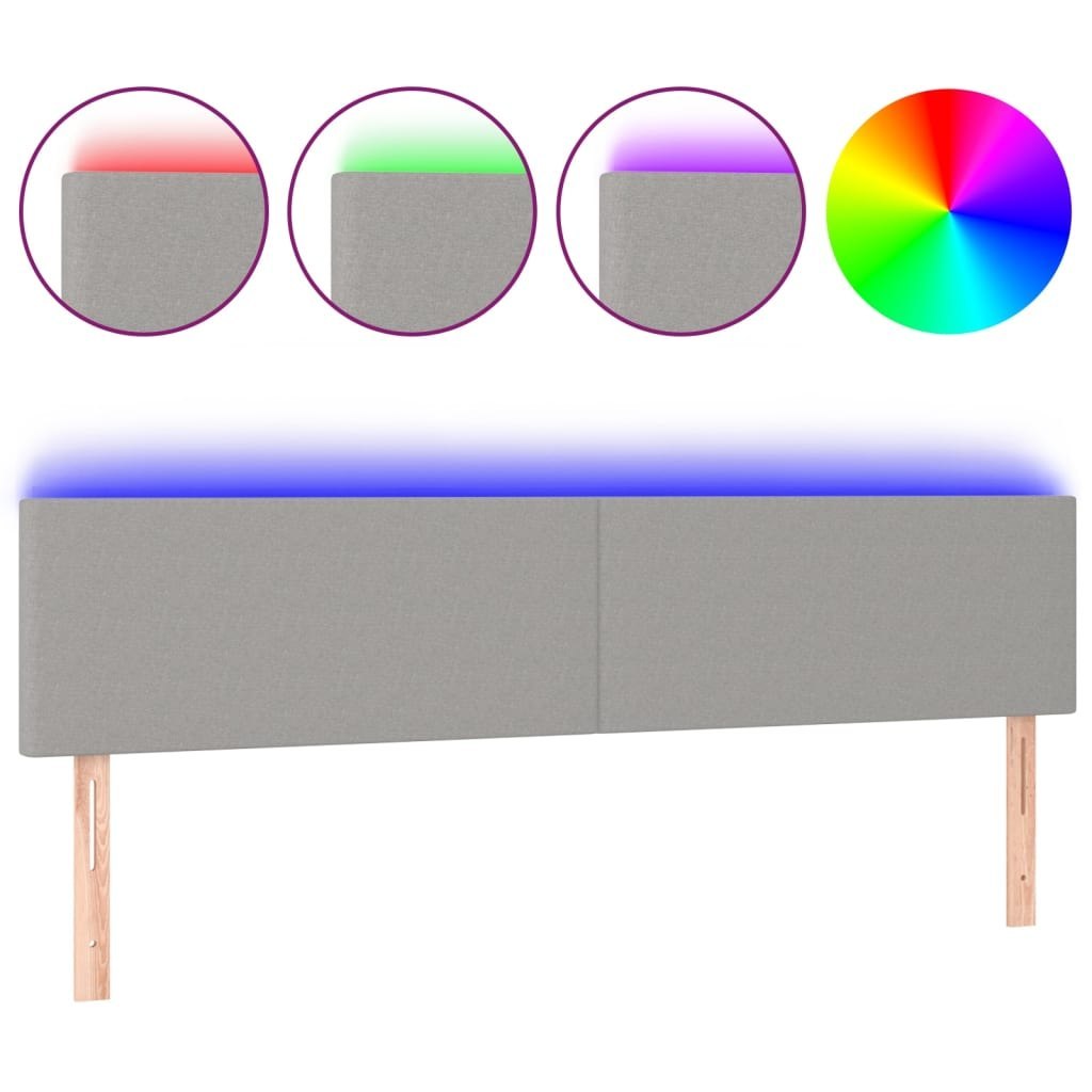 Zagłówek do łóżka z LED, jasnoszary, 200x5x78/88 cm, tkanina Lumarko!