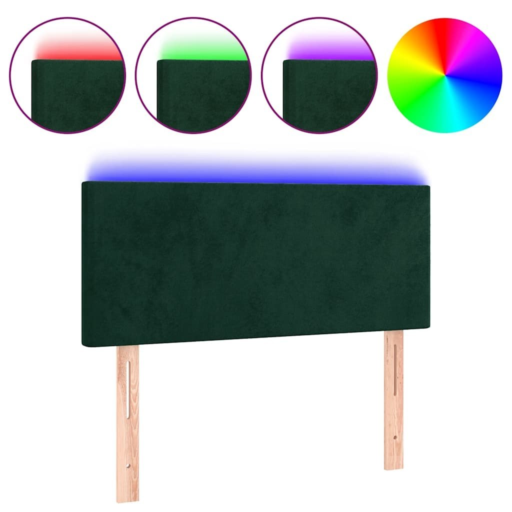 Zagłówek do łóżka z LED, ciemnozielony, 90x5x78/88 cm, aksamit Lumarko!