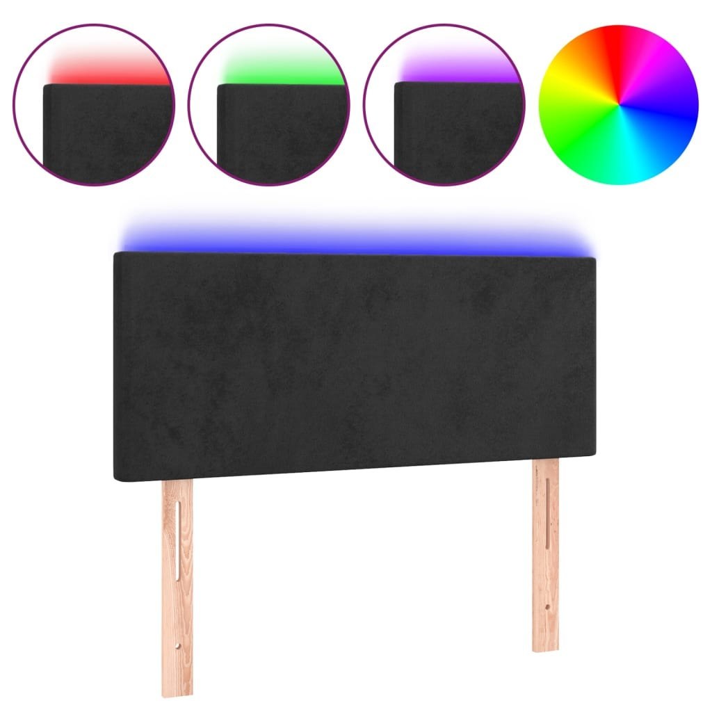 Zagłówek do łóżka z LED, czarny, 100x5x78/88 cm, aksamit Lumarko!
