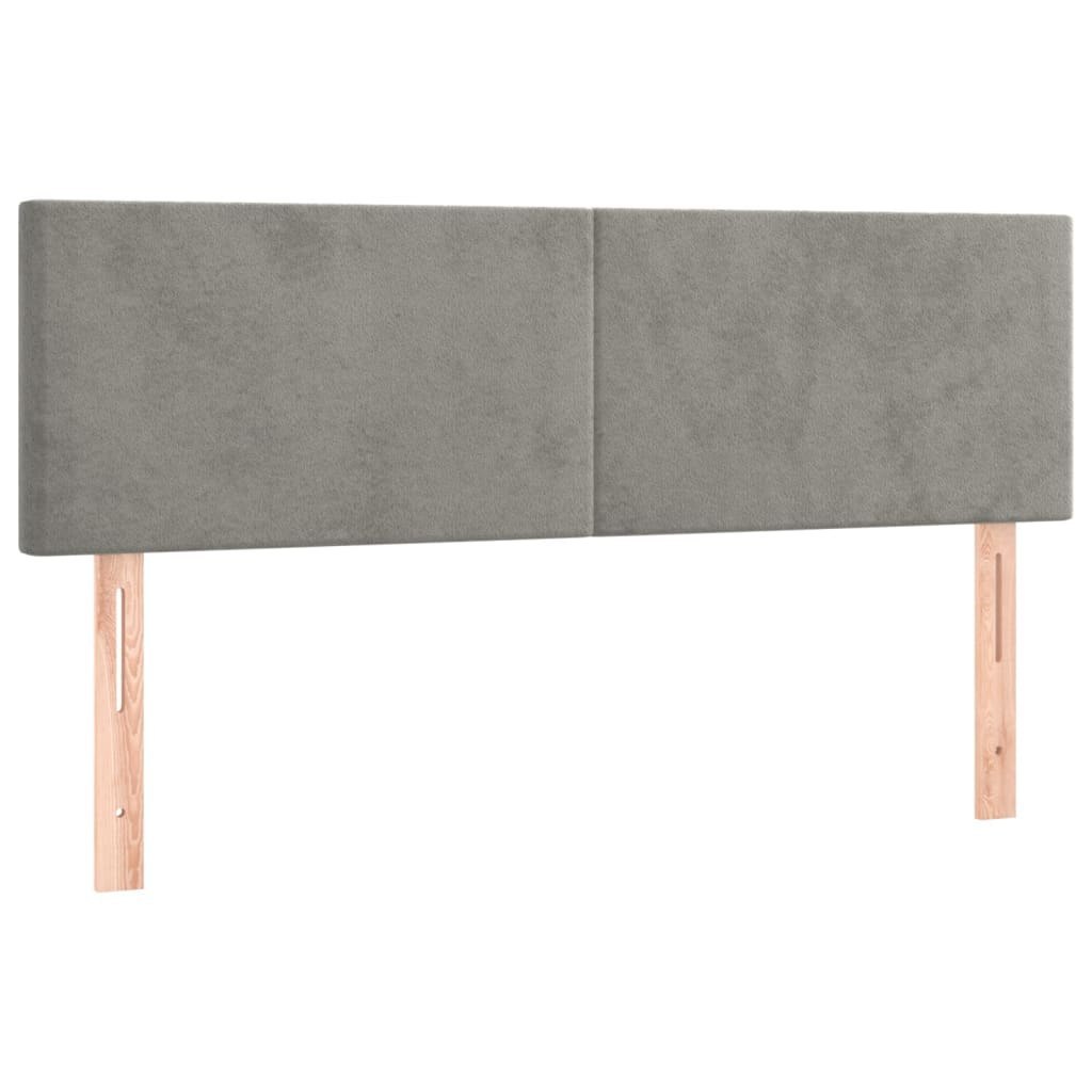 Zagłówek do łóżka z LED, jasnoszary, 144x5x78/88 cm, aksamit Lumarko!