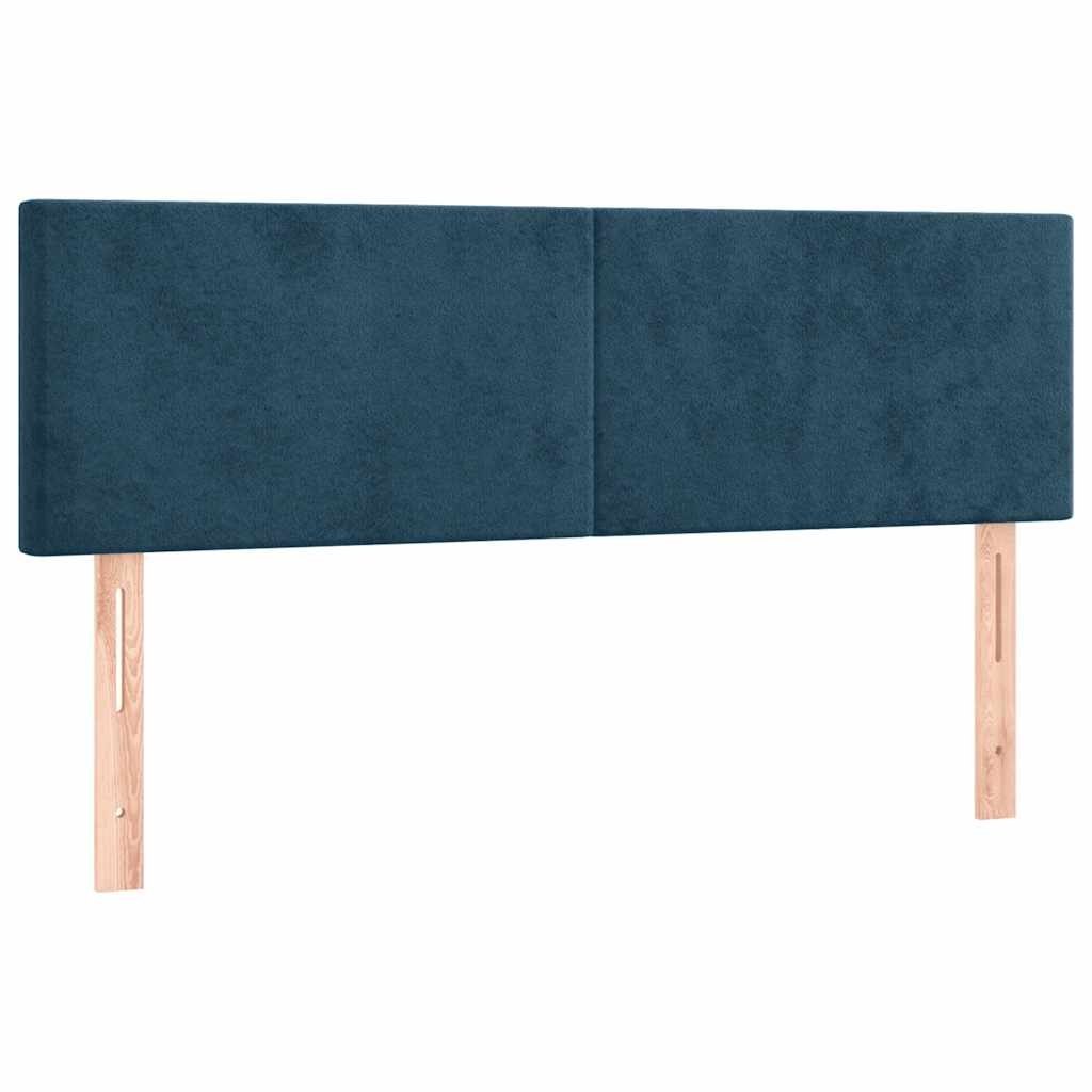 Zagłówek do łóżka z LED, ciemnoniebieski 144x5x78/88cm, aksamit Lumarko!