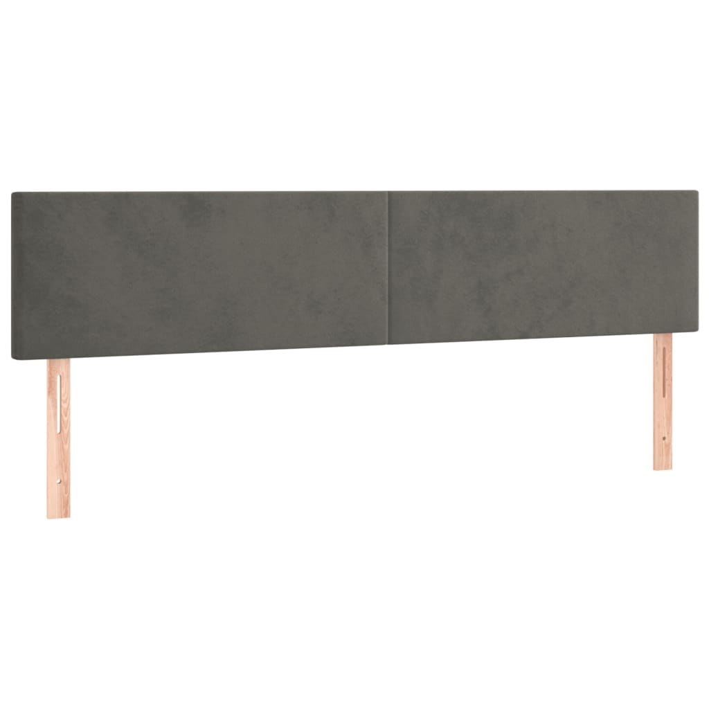 Zagłówek do łóżka z LED, ciemnoszary, 200x5x78/88 cm, aksamit Lumarko!