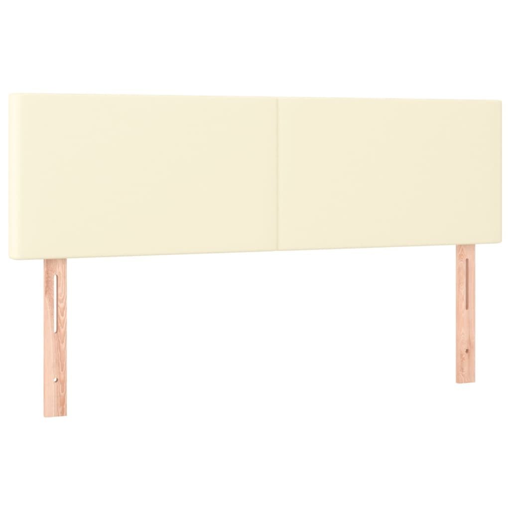 Zagłówek do łóżka z LED, kremowy, 144x5x78/88cm, sztuczna skóra Lumarko!