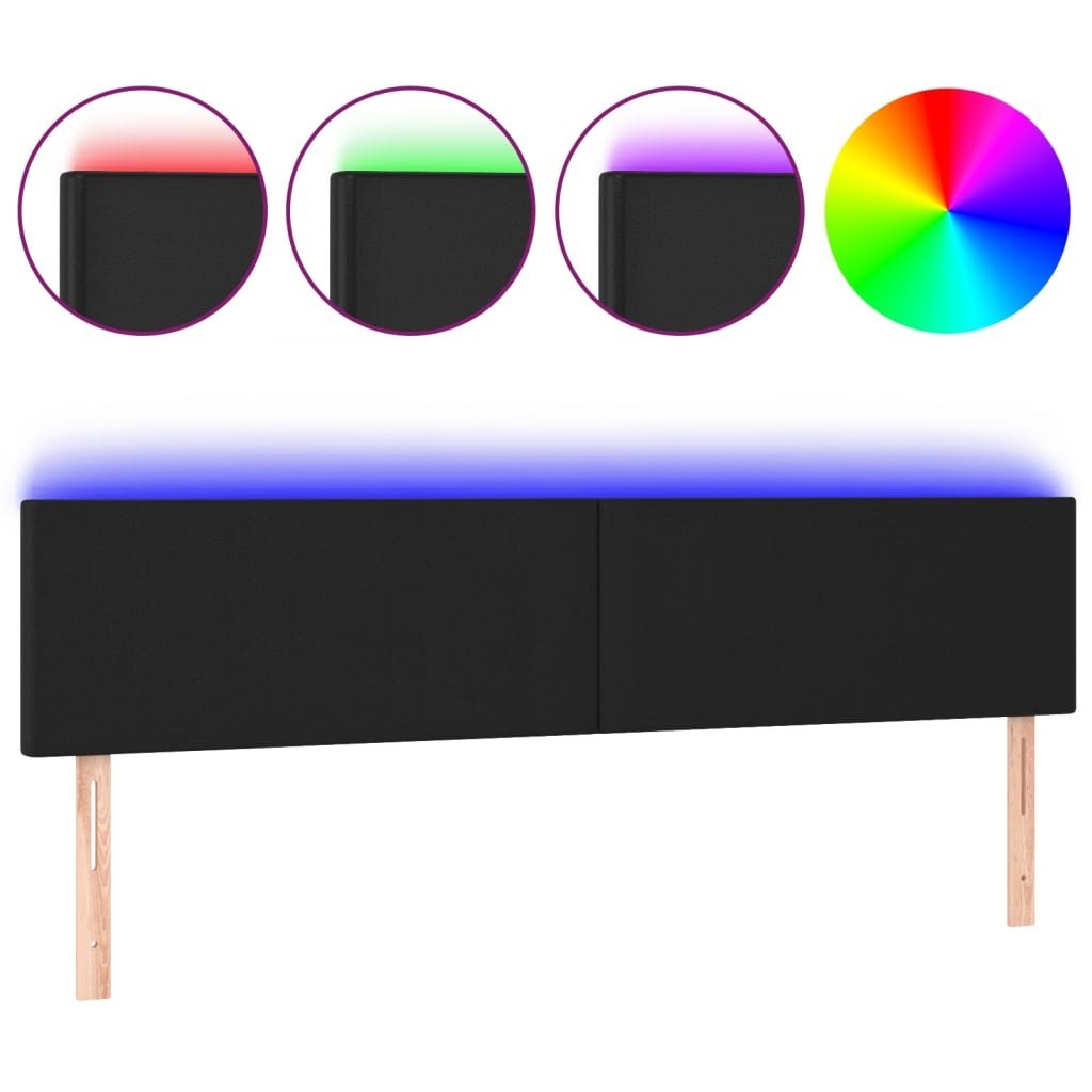 Zagłówek do łóżka z LED, czarny, 160x5x78/88 cm, sztuczna skóra Lumarko!