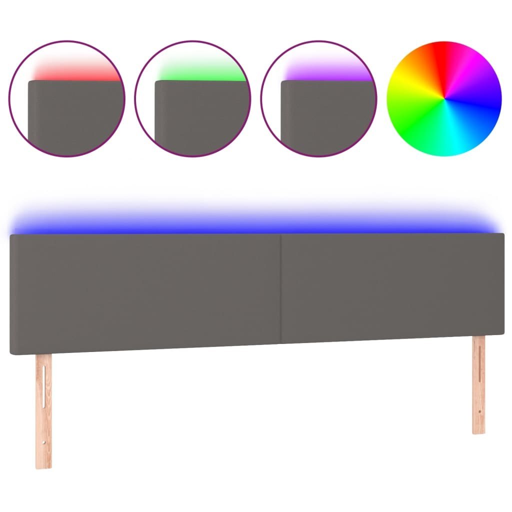Zagłówek do łóżka z LED, szary, 180x5x78/88 cm, sztuczna skóra Lumarko!